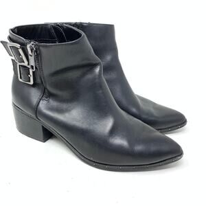Bleecker & Bond Women's 7.5 Leather Side Zip Georgia Ankle Boot Black Pointy Toe